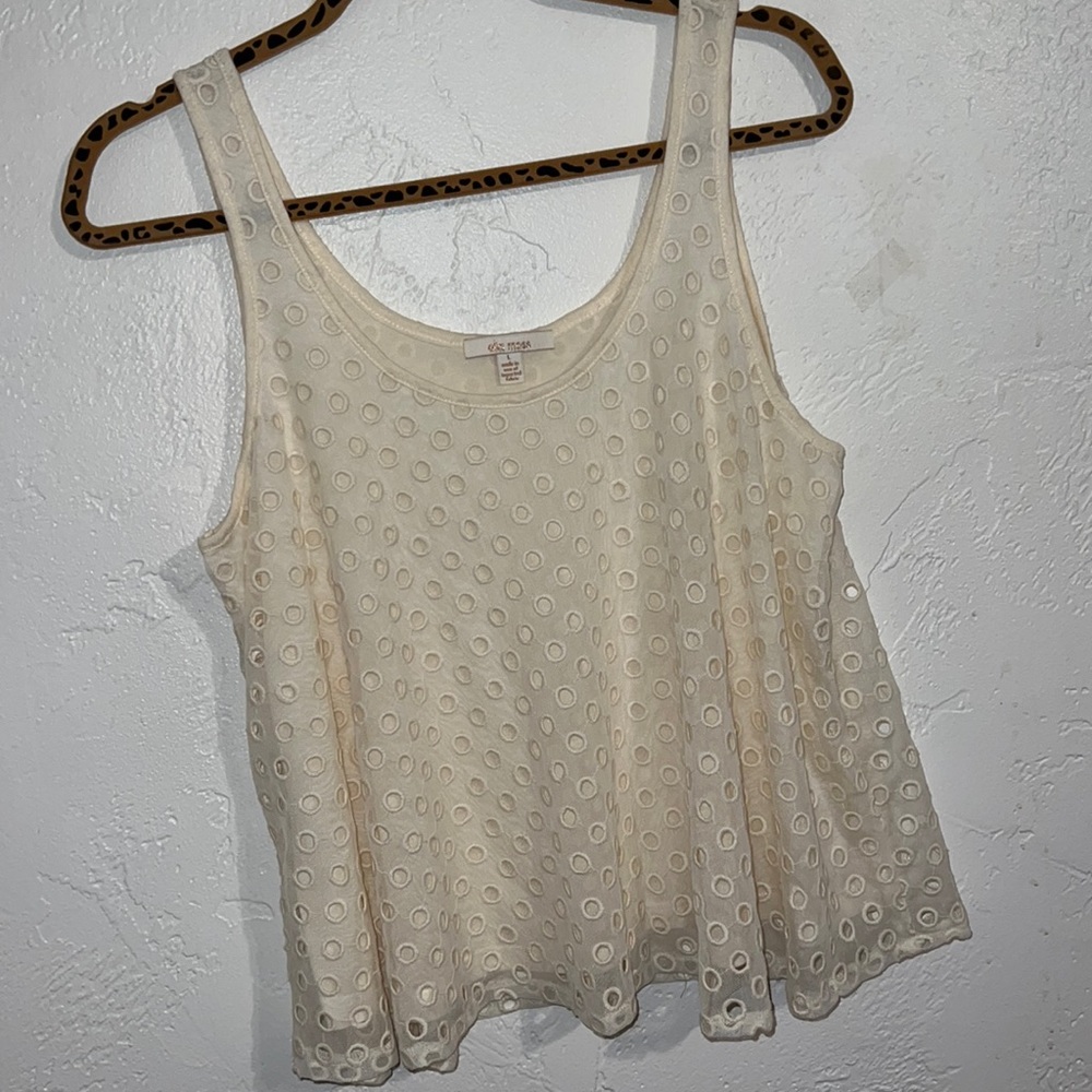 Ella Moss Eyelet Crop Tank Top Size L